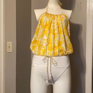 Free People Liza Yellow Floral Bodysuit